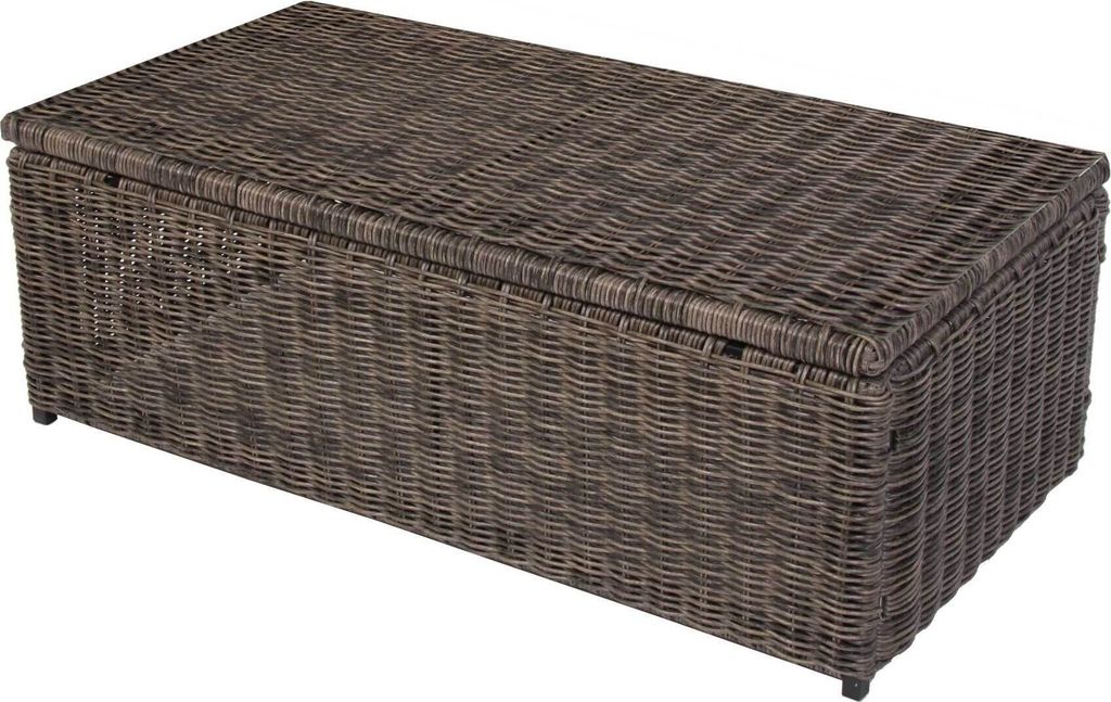 Modulares Poly-Rattan Alu-Sofa RomV 37x111x58cm naturgrau, Couchtisch, PE-Platte