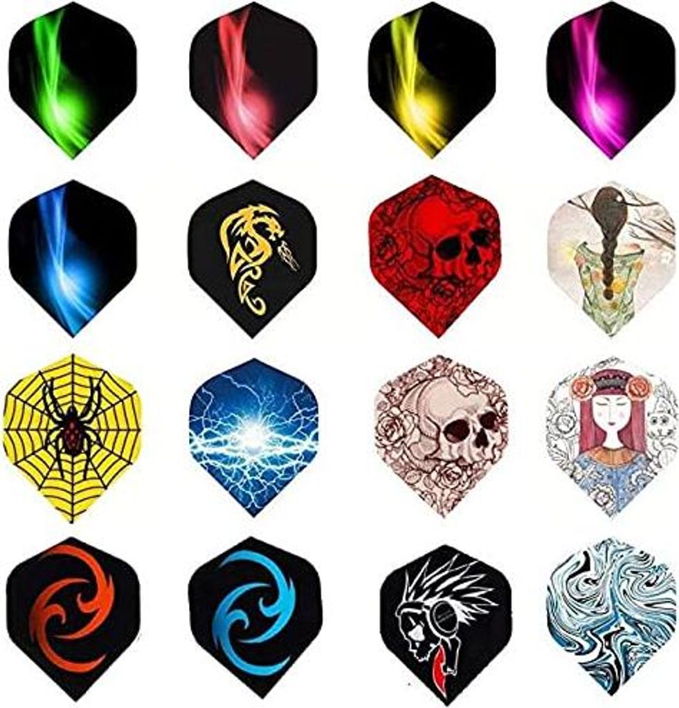 Dart Flights Set mit 16 einzigartigen Motiven - Langlebig und perfekt für alle Dartpfeile