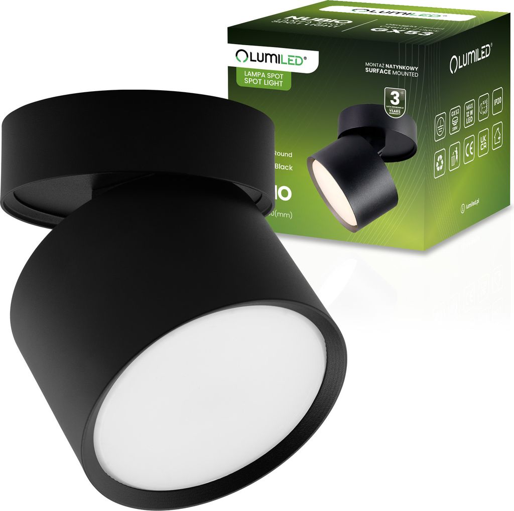 LUMILED Aufbaustrahler Aufbauspot Aufbauleuchte Aufputz Schwenkbar Spot 230V Deckenleuchte GX53 Fassung Aluminium Downlight Rund Schwarz