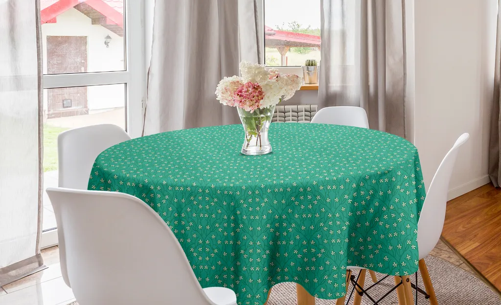 Tovaglia Rotonda ABAKUHAUS 150cm Floreale Crema Seafoam per Cucina