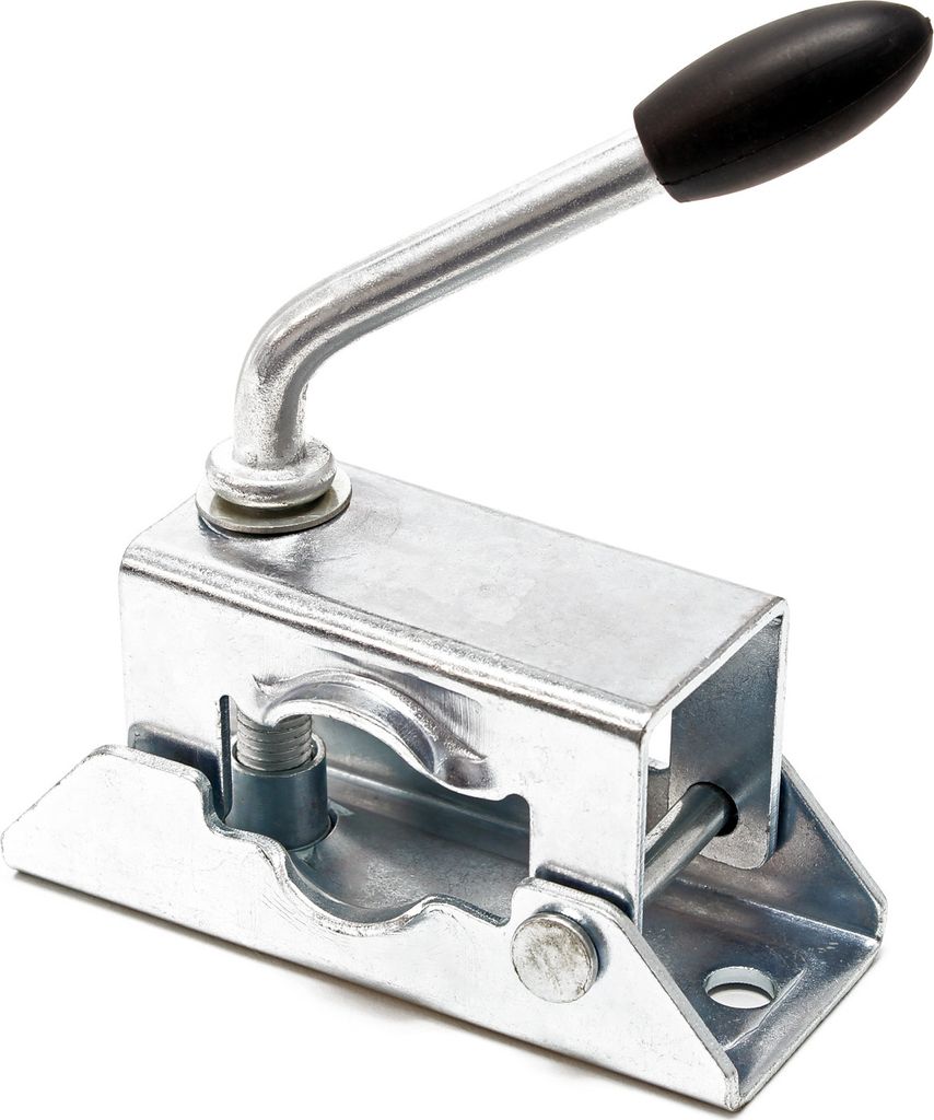 Wiltec Klemmhalter für Anhänger Stützrad bis ø48 mm, Klemmschelle mit Klappknebel Bügelklemme Klemmbügel