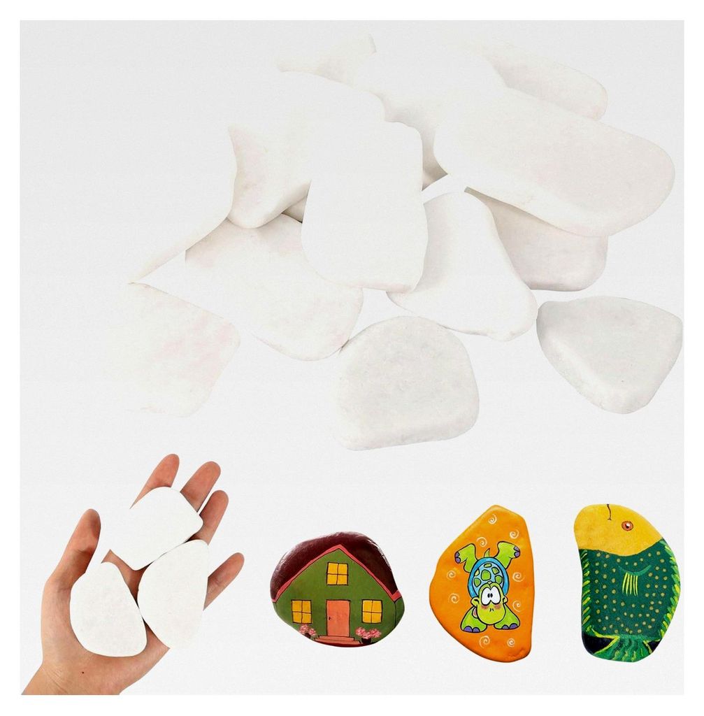 12 Stücke Kieselsteine zum Bemalen, 3-8 cm Glatte Kieselsteine für Dekoration und DIY Projekte