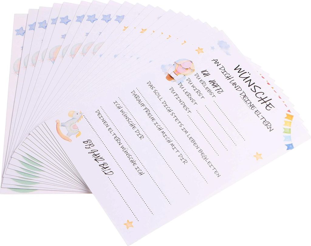 20 Ratespielkarten für Babypartys,Babyshower Ratespiel Karten zum Ausfüllen,Deko Baby Shower Party Spiel Jungen und Mädchen, Tolles Spiel für d...