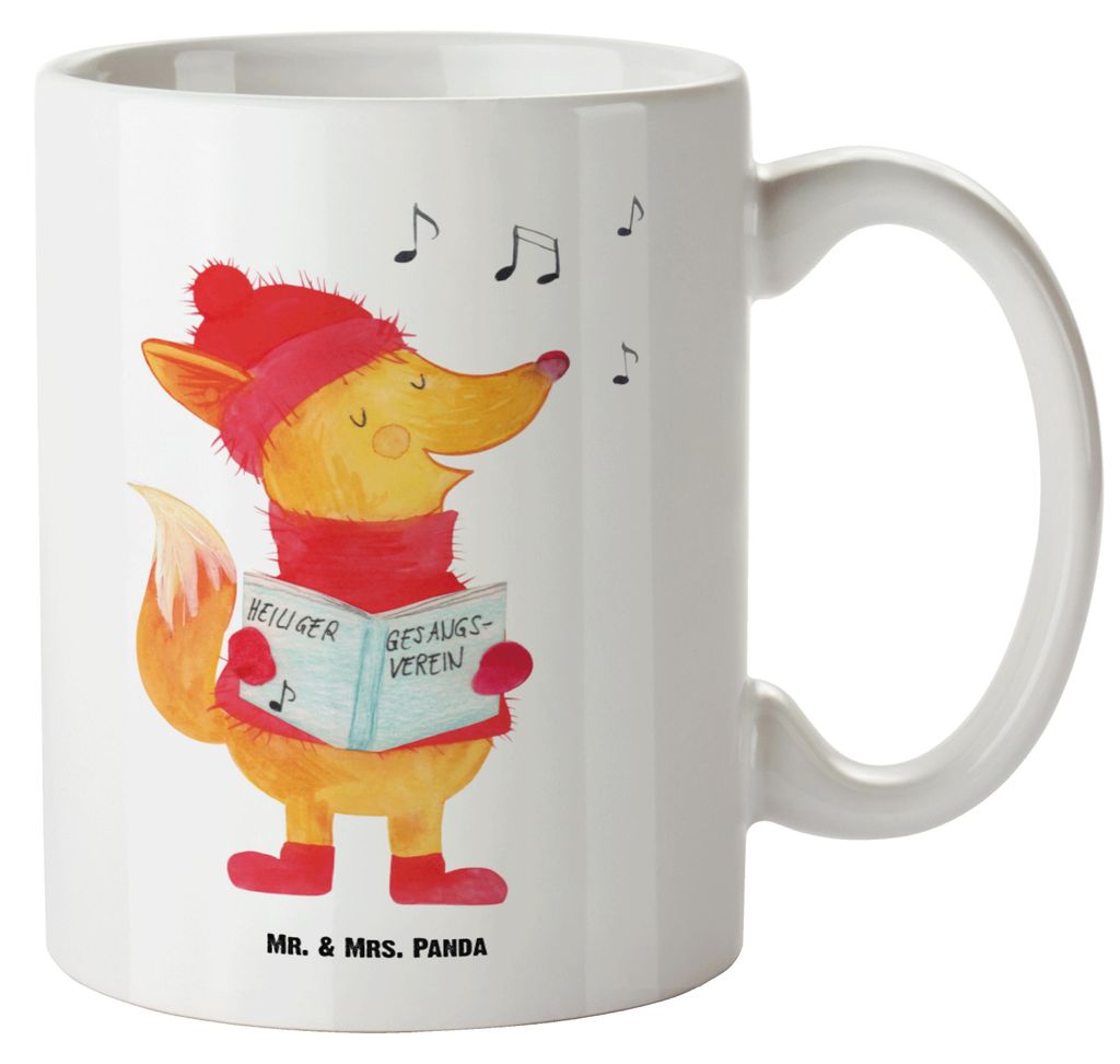 Mr. & Mrs. Panda Riesenkaffeetasse Fuchs Sänger - Weiß - Geschenk, Henkelbecher, Singen, steingut tasse, Winter, Weihnachten, Weihnachtslieder, G...