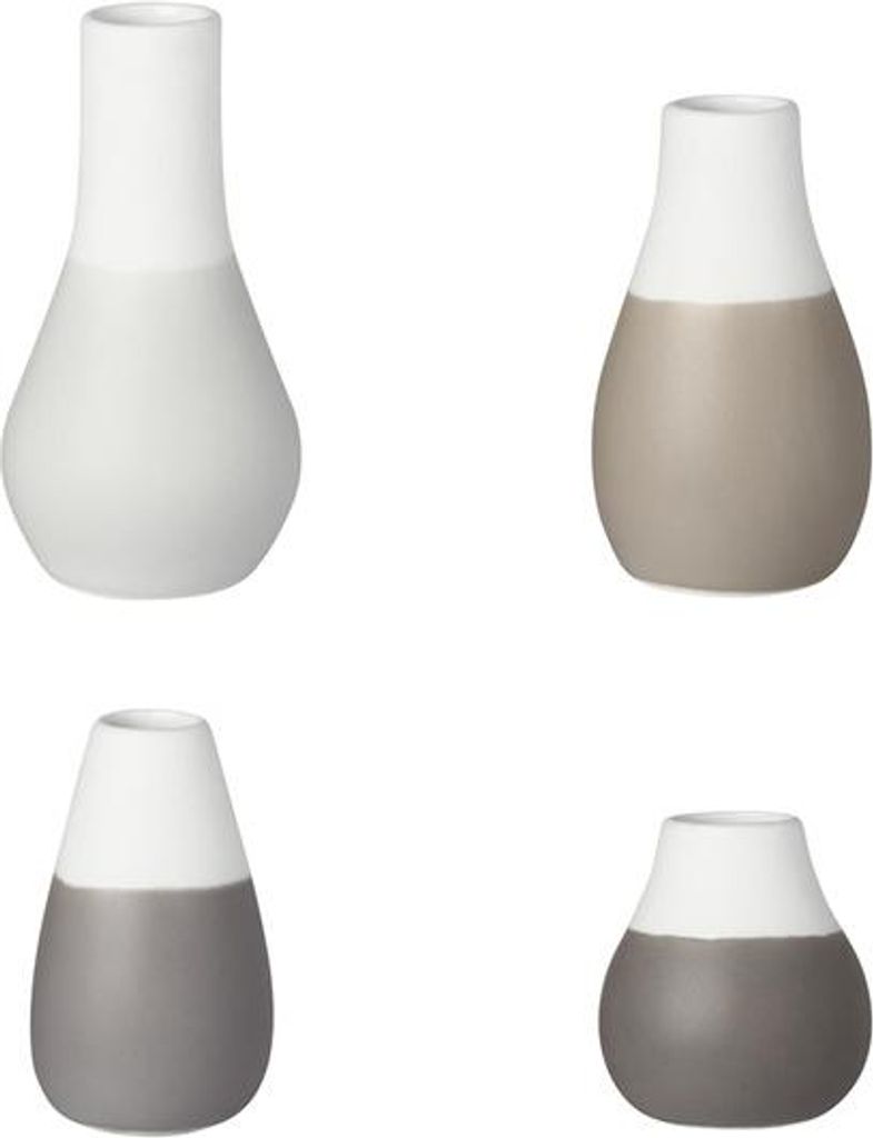 Räder Mini pastelvaasjes, set van 4, grijs. Diameter: 4 cm, Productafbeelding 