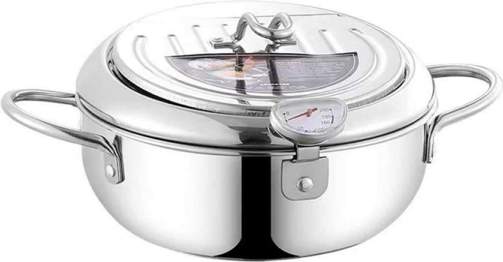 Fritteuse – EJ. LIFE – Japanischer Mini-Kühlschrank – Edelstahl – Thermometer – Induktionskompatibel