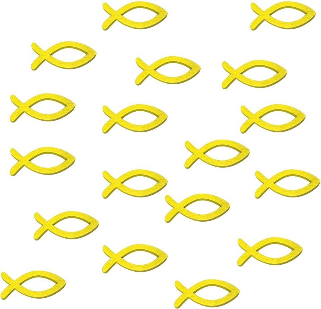 Oblique Unique 18 Holz Fische Streudeko Taufe Kommunion Konfirmation - Echtholz gelb