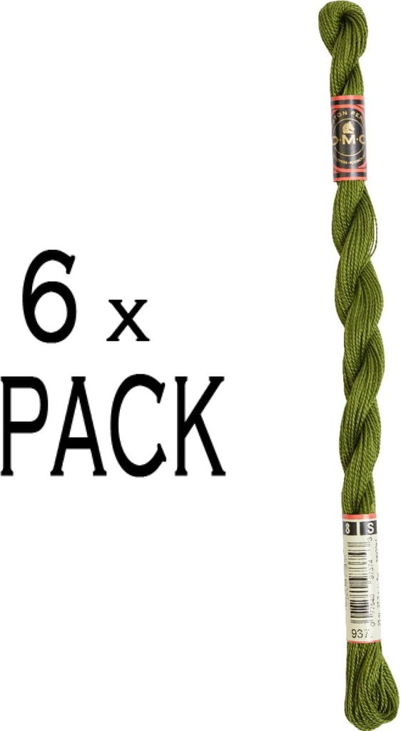 6x DMC Perlgarn Stärke 8, 25 m, 115AR/8-937, VPE