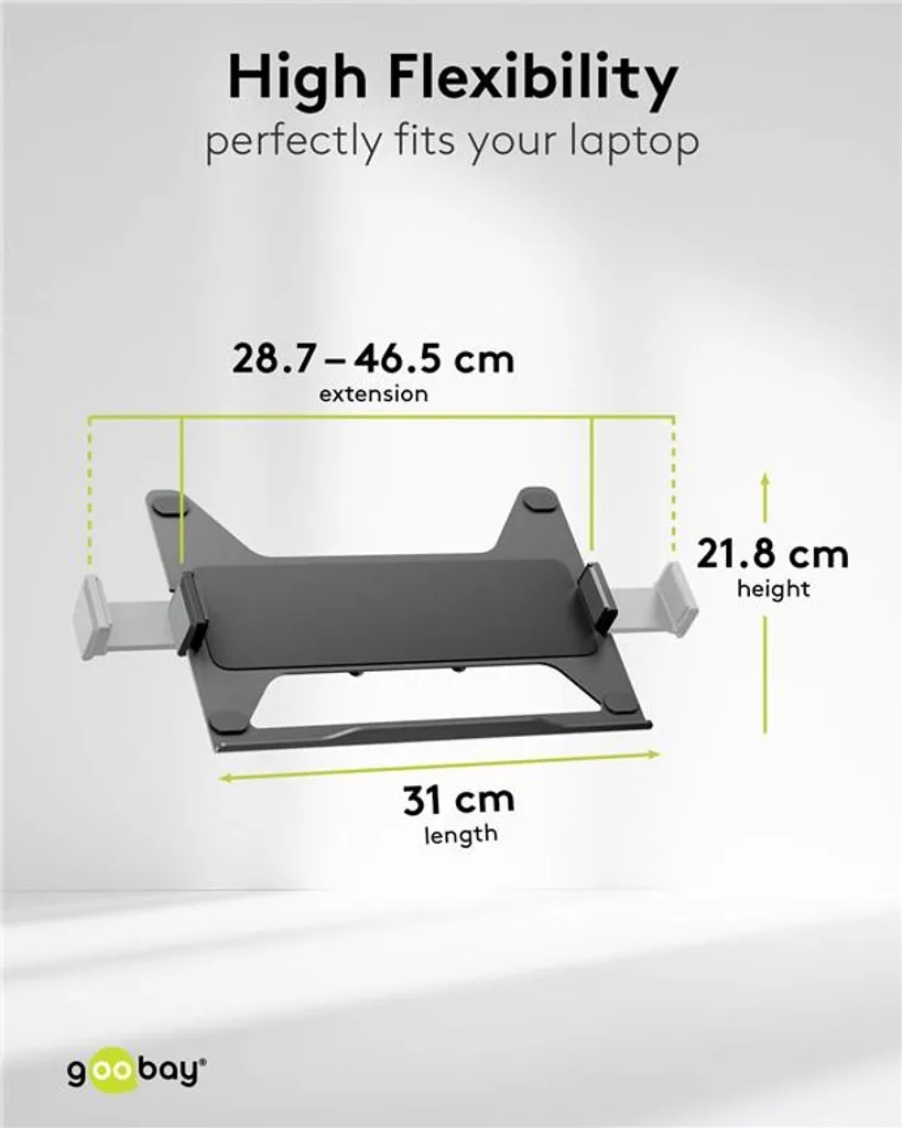 Goobay 74417 Support Écran et PC Portable Basic Deluxe avec Bras Noir