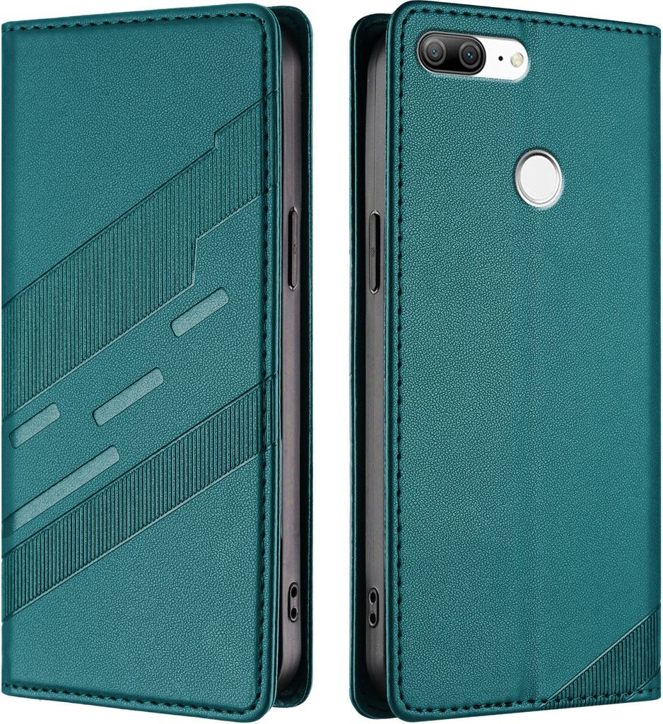 Hülle für Honor 9 Lite, Kunstleder Brieftaschen Handyhülle mit Kartenfach und Standfunktion Grün
