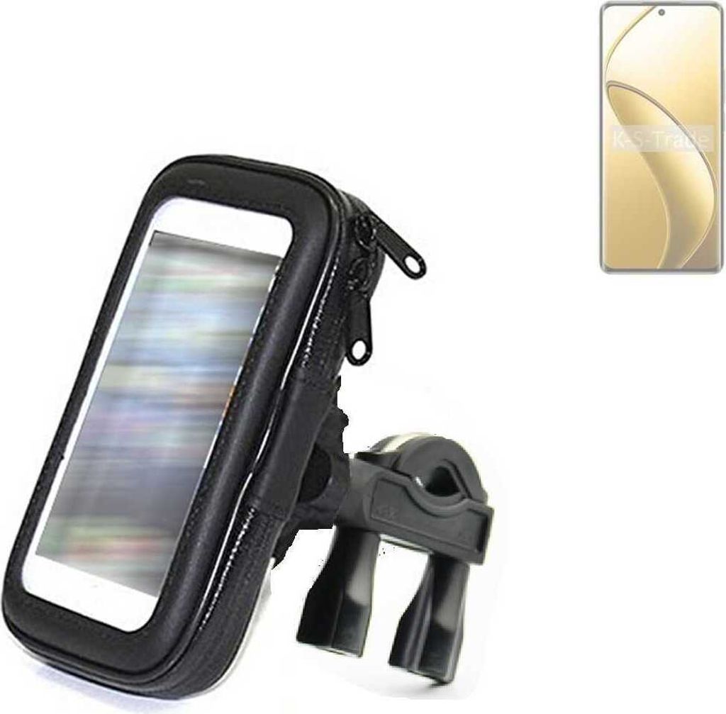 K-S-Trade Fahrrad-Halterung kompatibel mit Realme 12 Pro+ Handy-Halterung Halter Lenkstange Fahrradhalterung Motorrad Bike Mount Wasserabweisend