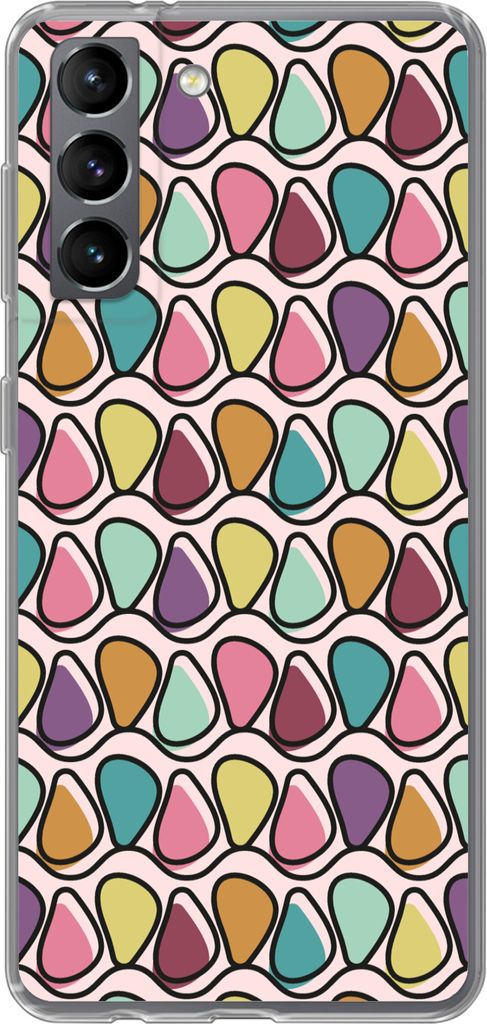 MuchoWow Handyhülle Schutzhülle Hülle für Telefoonhoesje Samsung Galaxy S21 Muster - Oval - Pastell Silikon Softcase Handy Hülle - Softcase