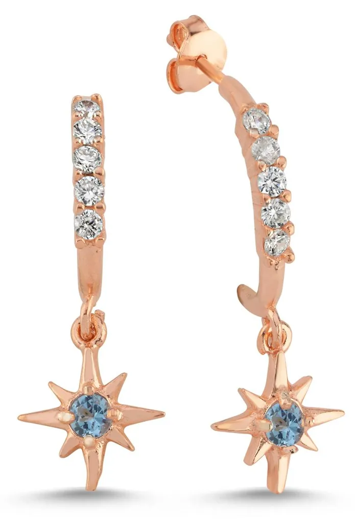 Créoles en argent rose 925 avec pendentif étoile Polarstern et zircone
