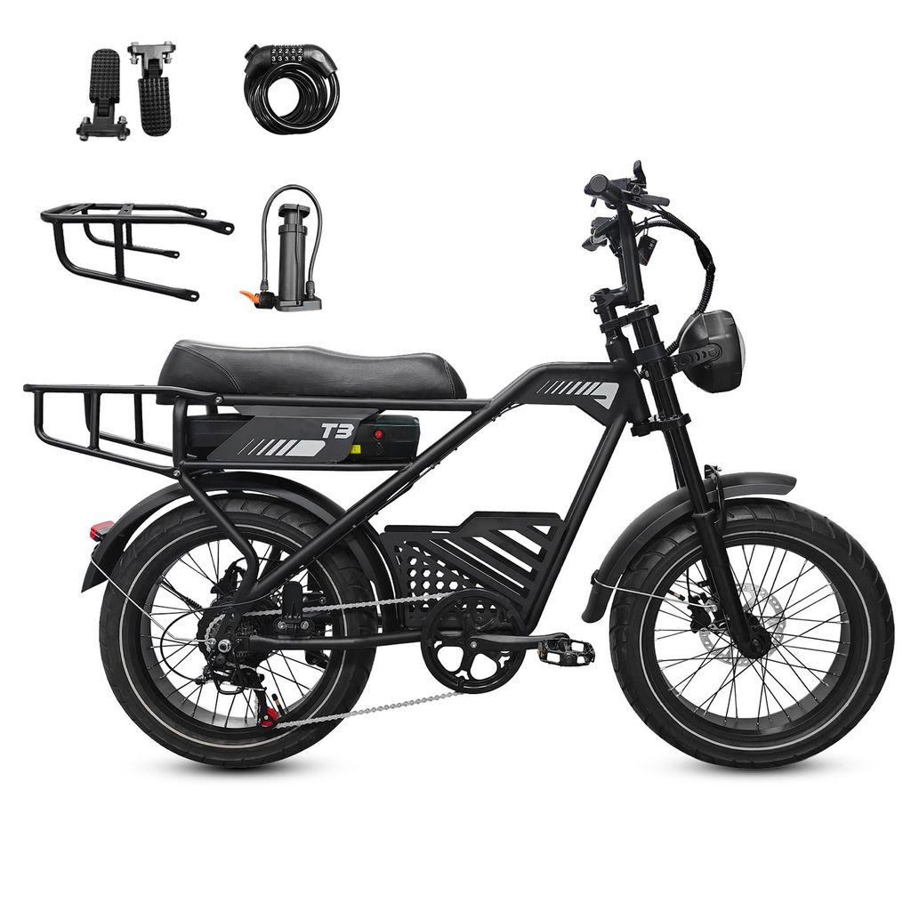 T3 E-Bike Fatbike Cityrad 20×4,0" Elektrofahrrad, 864 Wh Produktbild 