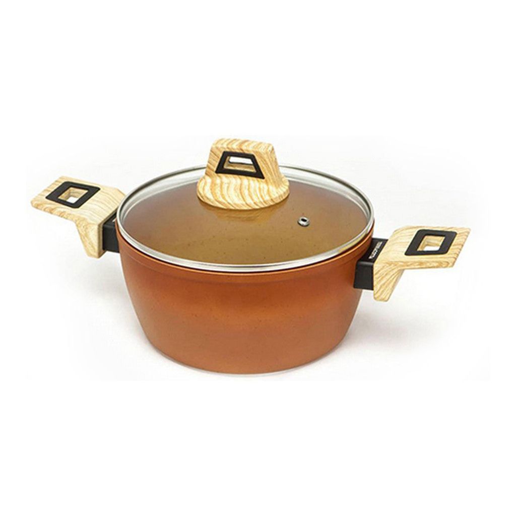 Amercook CACEROLA 20 TERRACOTTA, Rund, Orange, Holz, Holz, Ergonomisch, Keramik, Gas, Halogen, Induktion, Versiegelte Platte