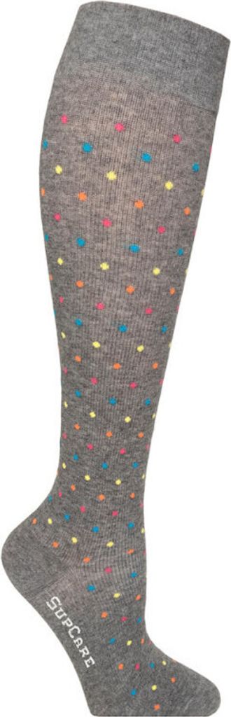 SupCare Stützstrümpfe grau mit bunten Punkten Gr. 34-36