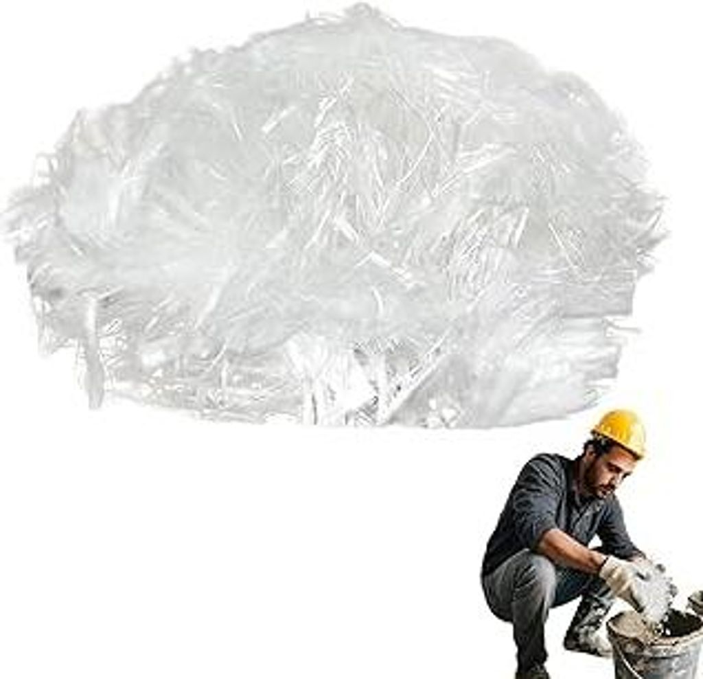 Beton Fiberglas 2,2 lbs – 6 mm Glasfaser zur Verstärkung von Zement, Mörtel und Beton – Weiße Fasern für wasserdichte und rissfeste Konstru...