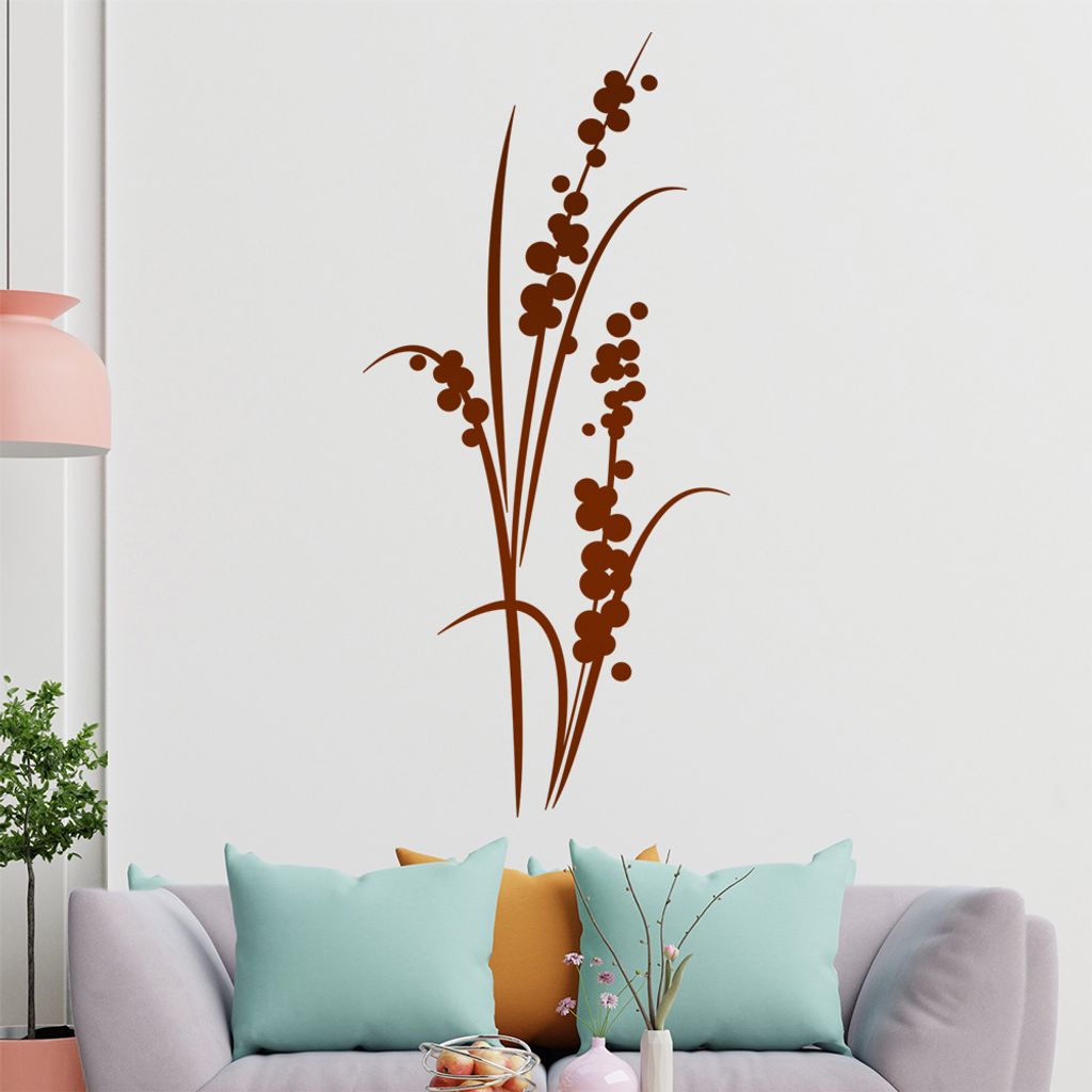 Grashalm mit Beeren Wandtattoo in 6 Größen - Wandaufkleber Wall Sticker - Dekoration, Küche, Wohnzimmer, Schlafzimmer, Badezimmer
