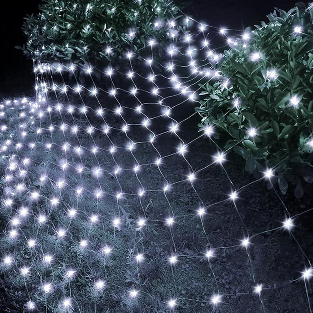 3x2M 320LEDs Lichternetz 8 Lichtmodi Lichterkette Weihnachten Lichtervorhang Party Garten Deko, Weiß