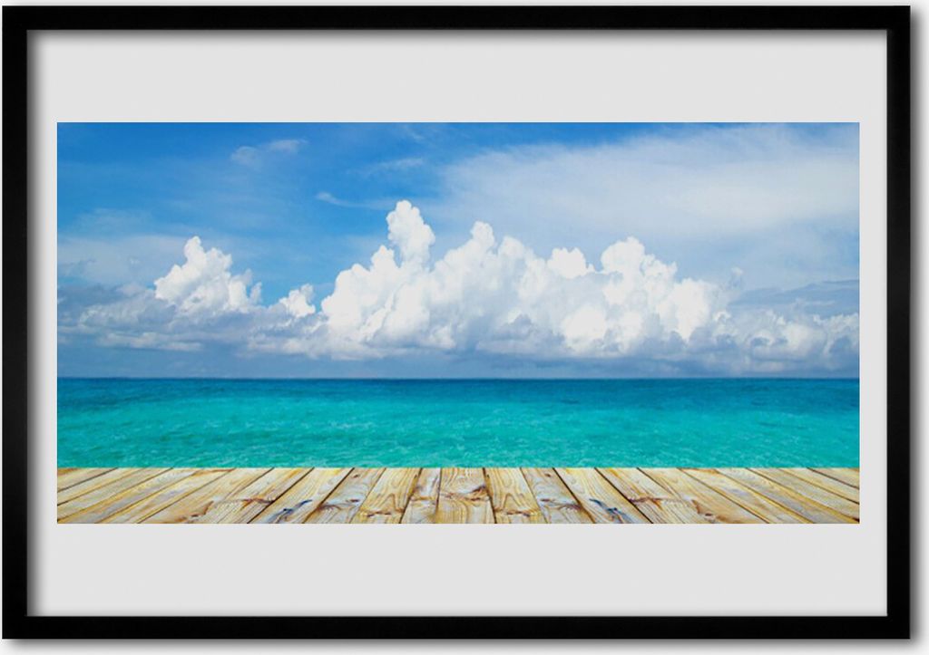 Bild 100x70 MDF-Rahmen Wandkunst Meer von Wolken Pier Landschaft