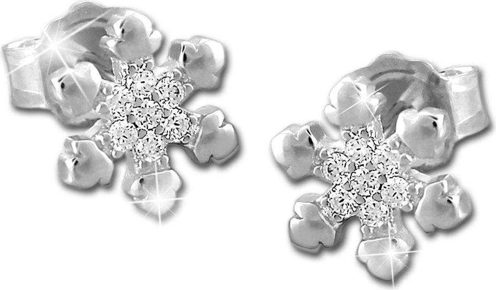 SilberDream weiß Ohrringe Schneeflocke Zirkonia 925 Silber Ohrstecker GSO484W