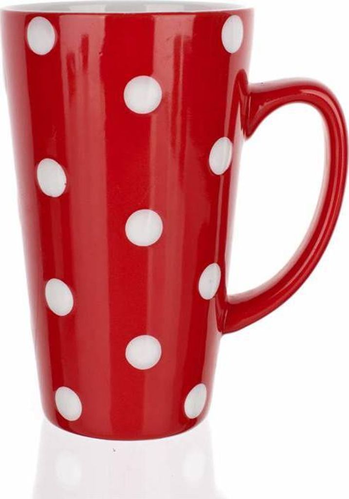 BANKETT Becher Keramik hoch 450 ml, red mit Punkten Produktbild 
