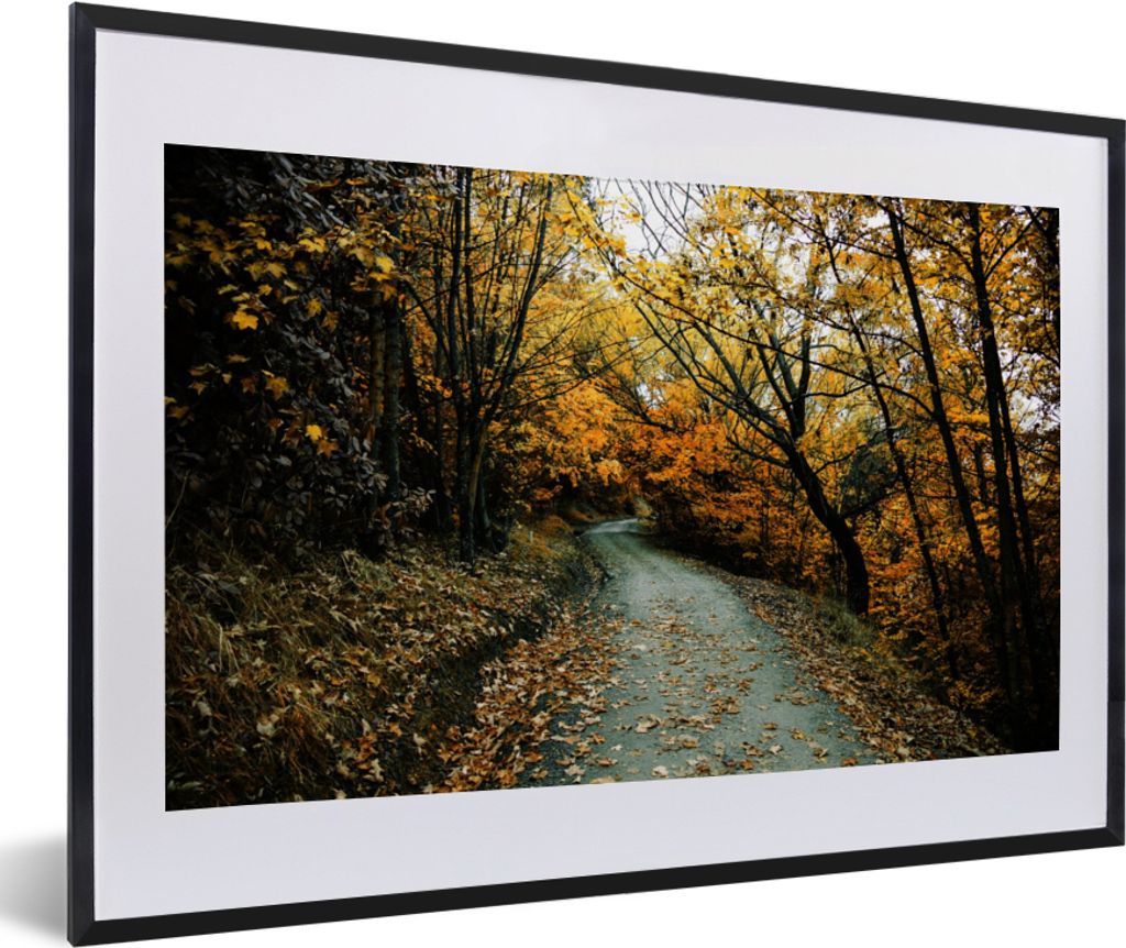 MuchoWow Gerahmtes Poster Blätter - Herbst - Wald 60x40 cm - Poster mit Schwarzem Bilderrahmen Wandposter Rahmen Foto Bilder - Schlafzimmer - Pl...