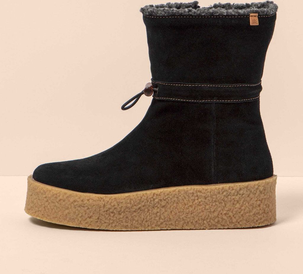 El Naturalista Stiefel Damen N5923 SILK SUEDE BLACK / DOLMEN Farbe Schwarz