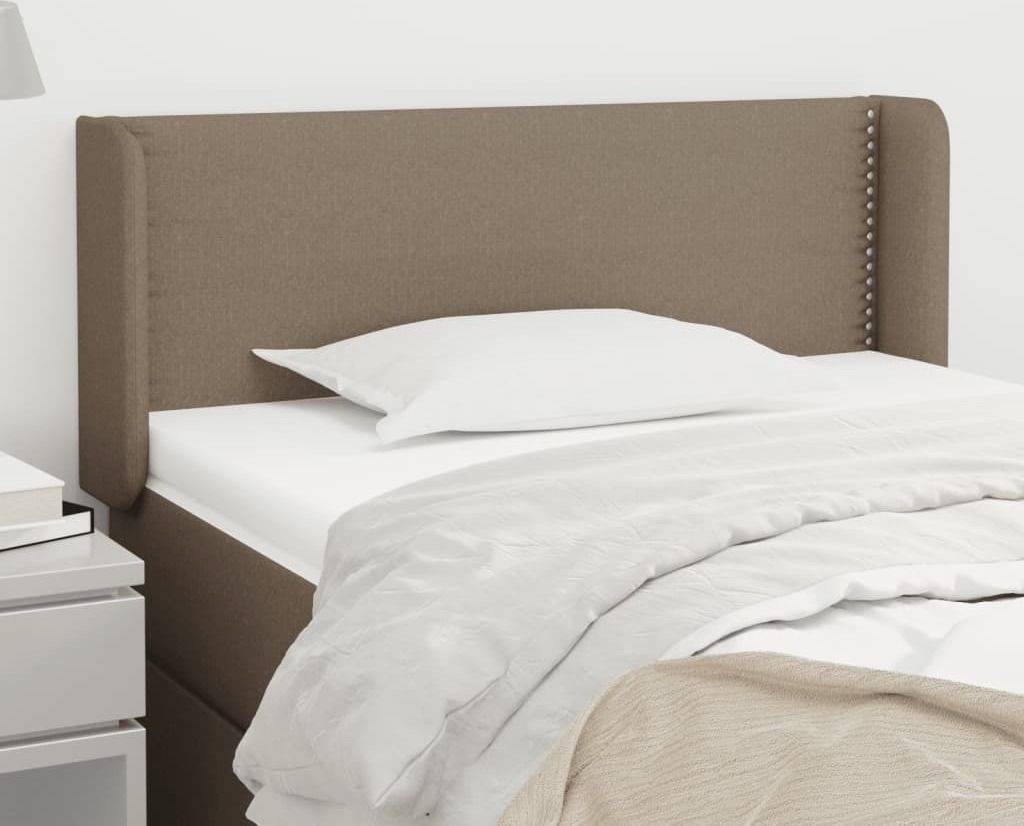 The Living Store Kopfteil mit Ohren Taupe 93x16x78/88 cm Stoff
