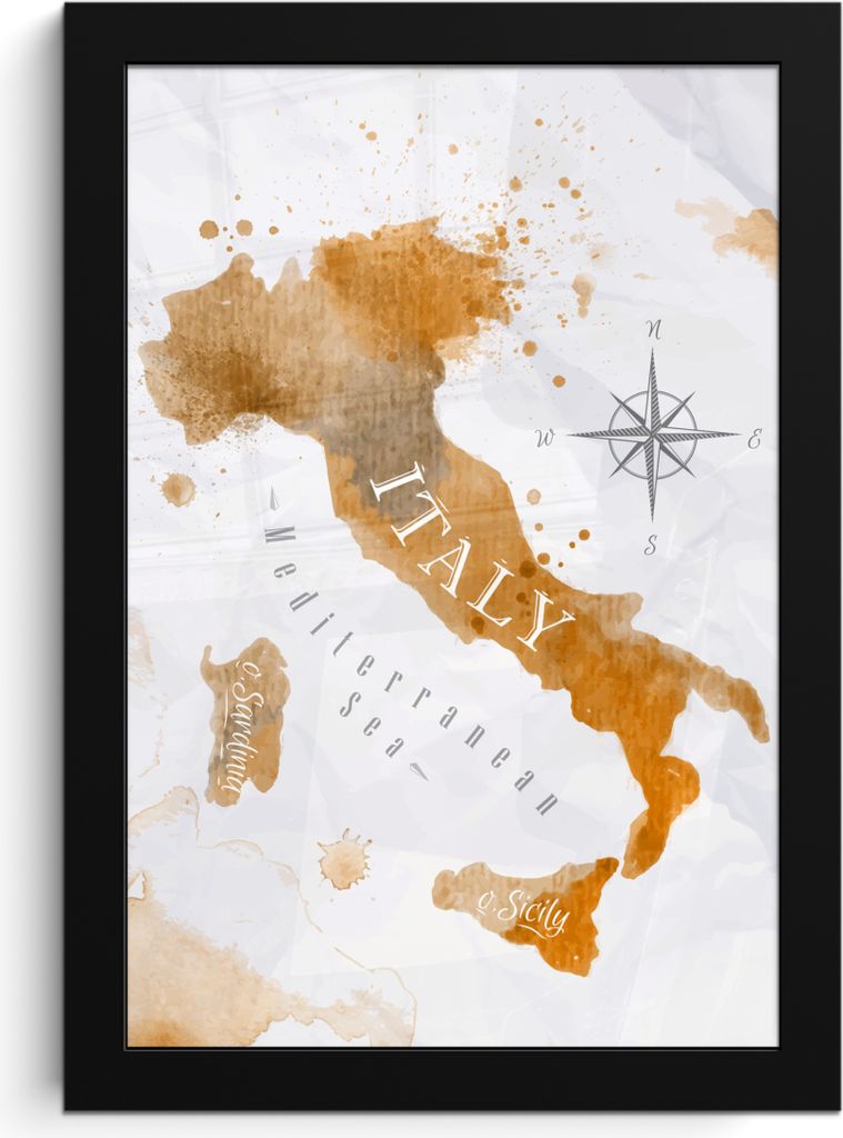 MuchoWow® MuchoWow® Gerahmtes Poster Weltkarte - Gold - Produktbild 