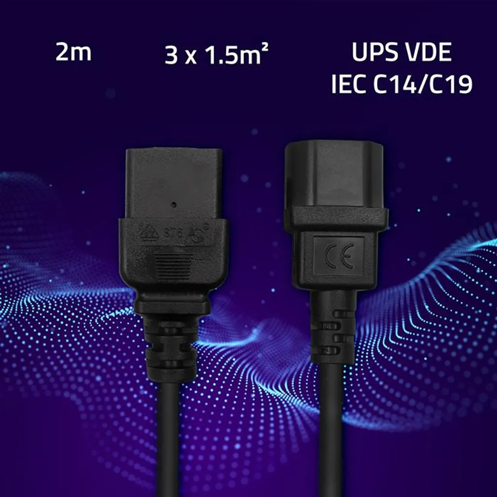 Cavo di alimentazione Qoltec per UPS | C14/C19 | 2 m - 4