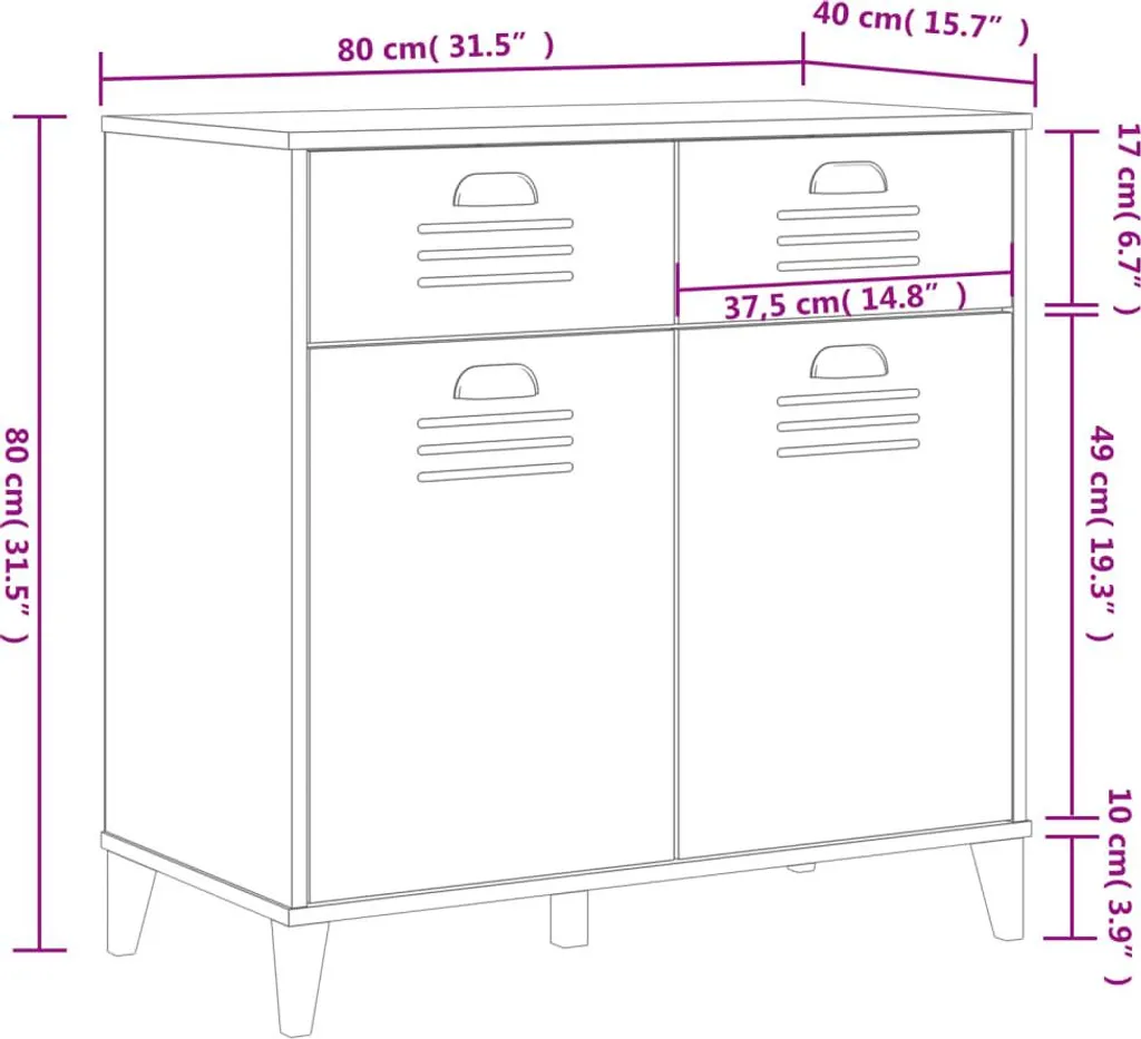 Buffet de Rangement Anthracite VIKEN 80 cm Meuble Bas en Bois Composite - 8