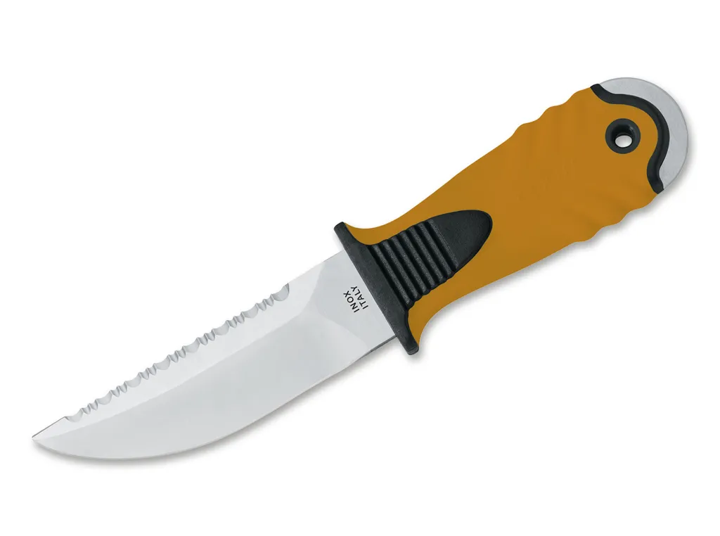Couteau de plongée MAC Tekno 304 orange et jaune pour sous-marine