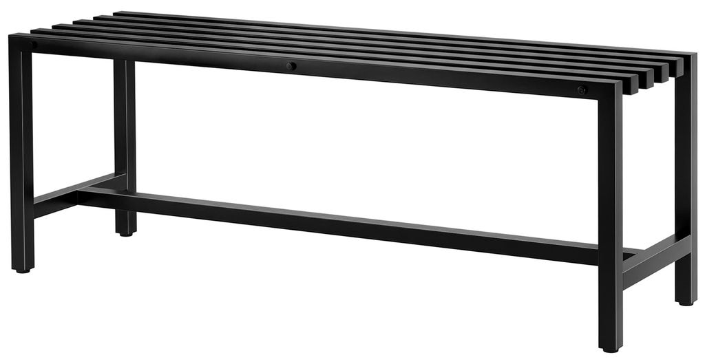 Gartenbank 2-Sitzer Stahl verzinkt, 117x36x44 cm, Schwarz, pulverbeschichtet, Latten-Design, belastbar bis 240 kg