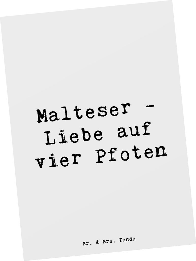 Mr. & Mrs. Panda Postkarte Spruch Malteser Liebe - Weiß - Geschenk, Hunderassen Charakter, Herzensbrecher, Ansichtskarten, Hunderasse, Postkarten,...