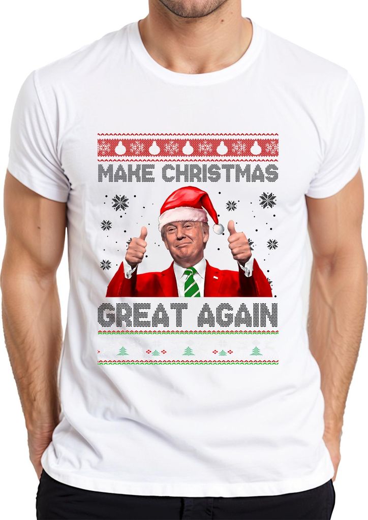 Make Christmas Great Again Santa Claus Daumen hoch lustig Herren T-Shirt, Weiß, XXL