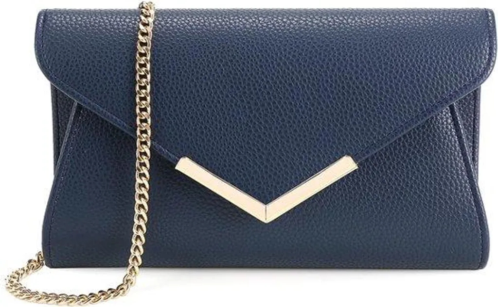 Petit sac de soirée cuir gravé bleu marine brillant pour cérémonie