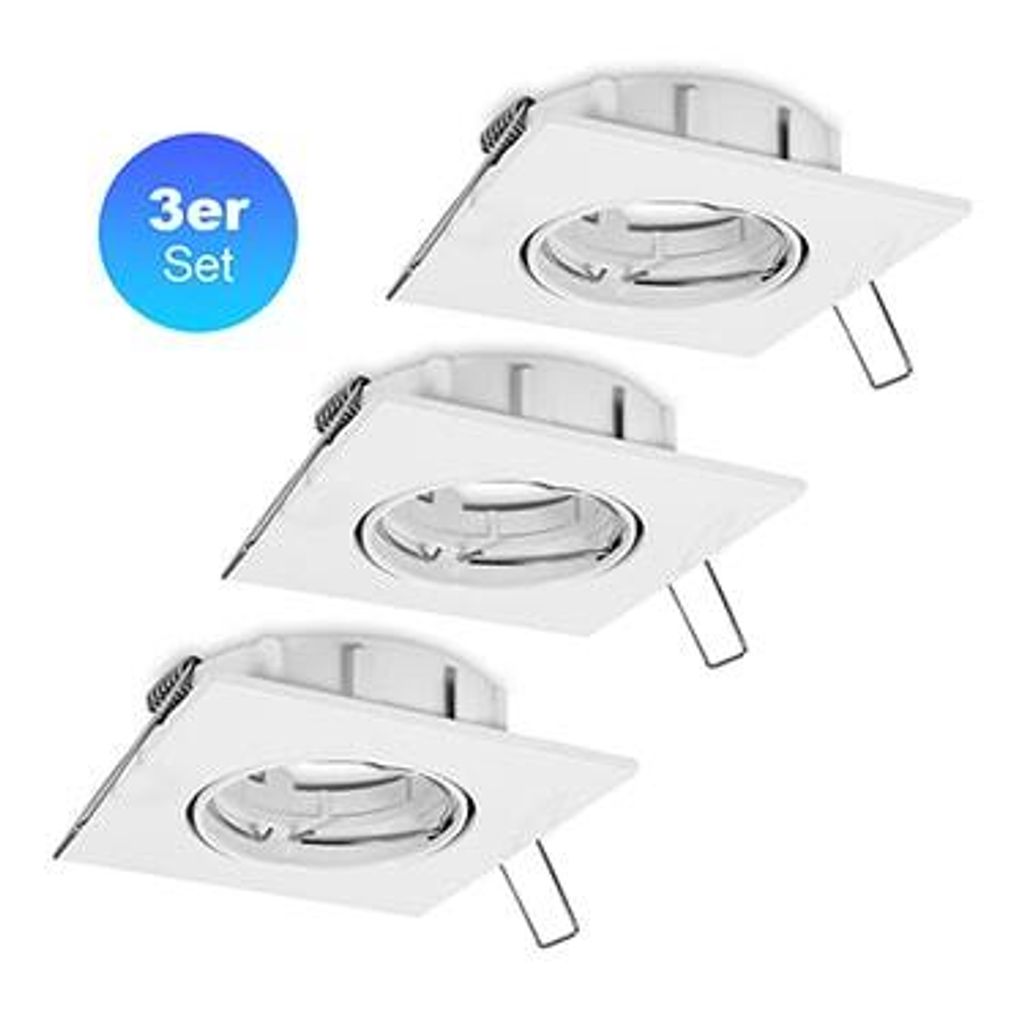 Einbaustrahler GU5.3, 3er Set max. 7W LED, 35 W Halogen, 12 V Aluminium in Weiß