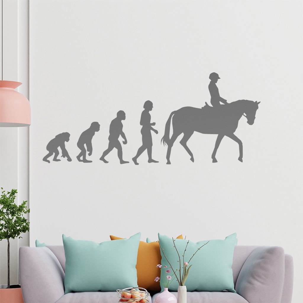 KIWISTAR Evolution Reiter Pferdesport Darwin Wandtattoo in 6 Größen - Wandaufkleber Wall Sticker - Dekoration, Küche, Wohnzimmer, Schlafzimmer, ...