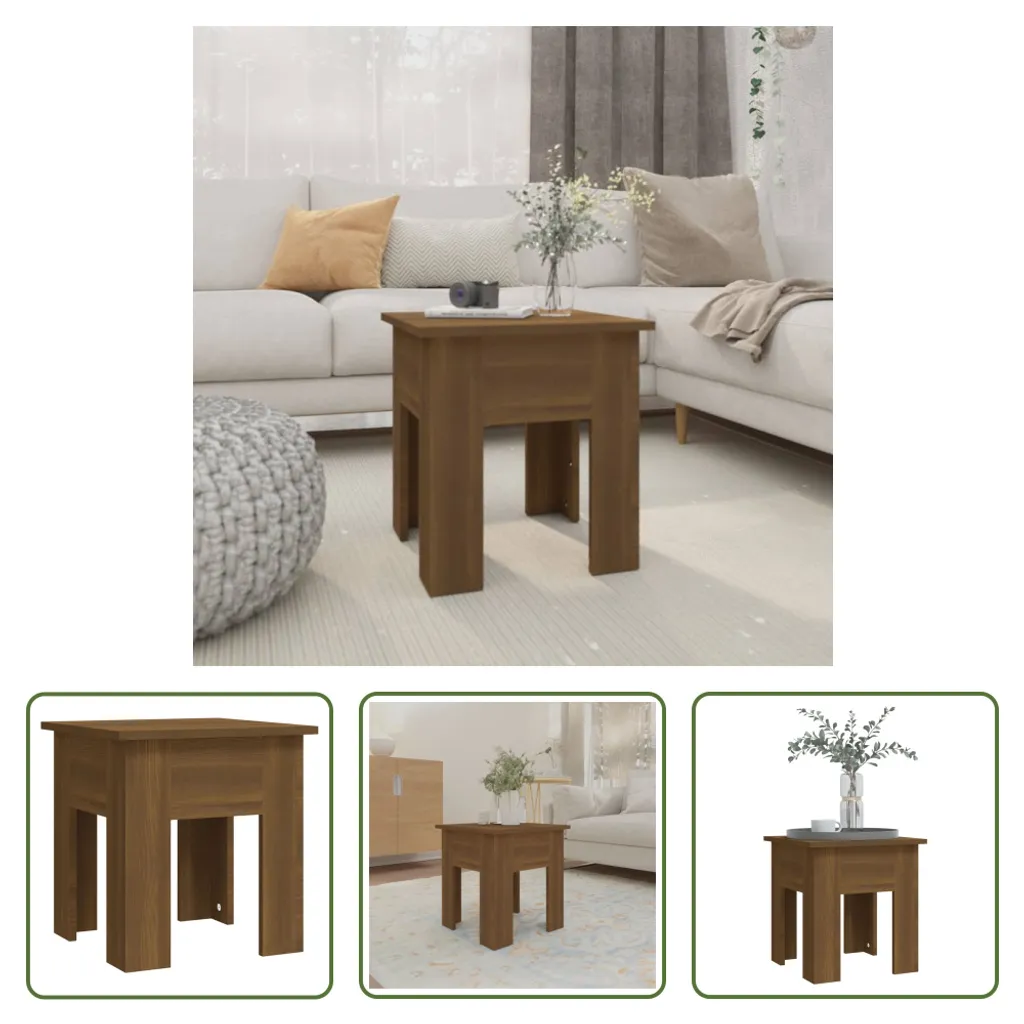 Table basse bois composite marron aspect chêne 40 cm stable et chic - 8