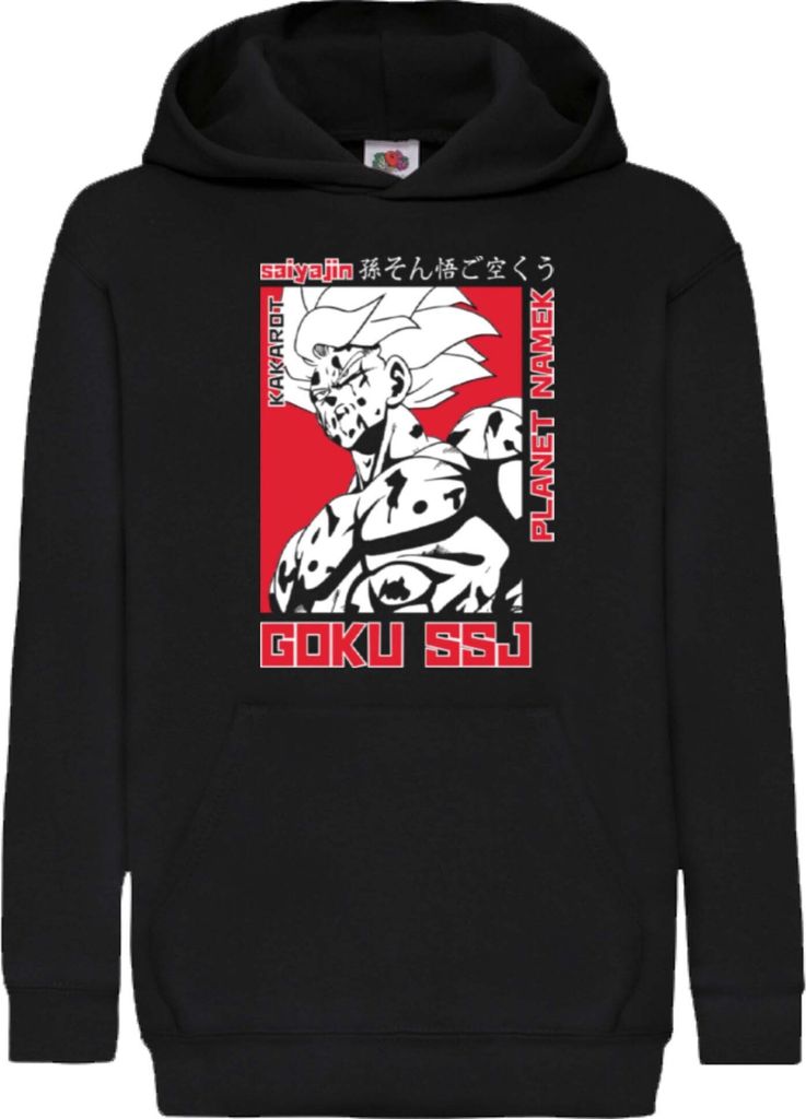 Kinder Kapuzenpullover Dragon Anime Manga Ball Z Goku Ssj 04, 9-11 Jahr - 140 / Schwarz