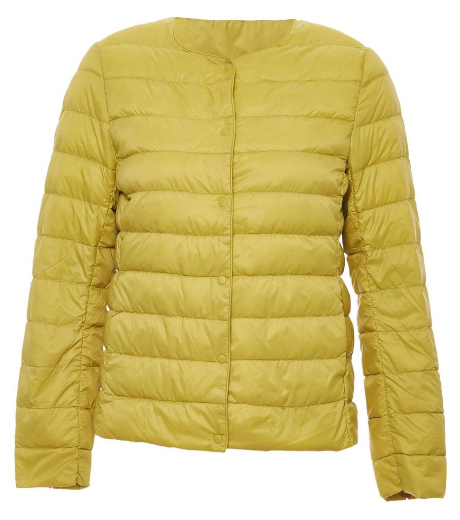 Damen Jacke XL Gelb mit Knopfverschluss und langen Ärmeln