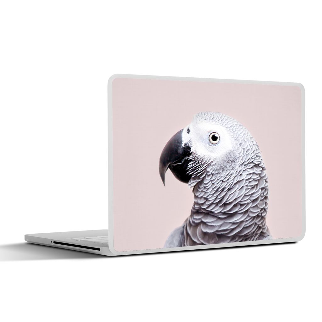 MuchoWow Laptop Aufkleber Sticker Cover Papagei - Grau - Tiere - Natur 32.5x23.5 cm - Sticker für Laptop - Selbstklebend
