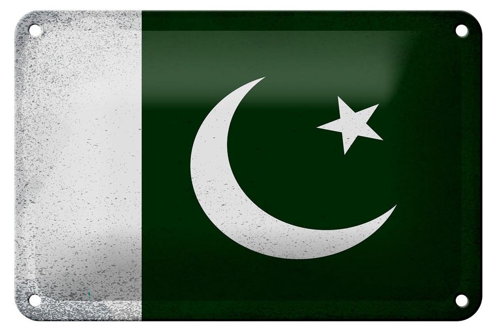 Blechschild Flagge Pakistan 18x12cm Flag Pakistan Vintage Dekoration