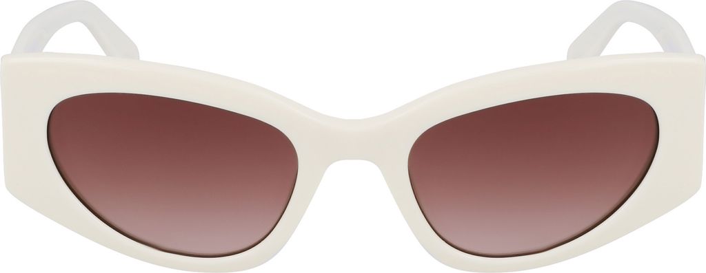 Damen-Sonnenbrille Weiß: Tropfenform, Braune Gläser, Acetat-Rahmen