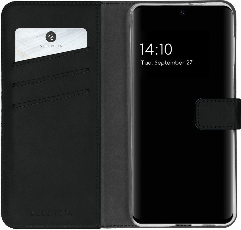 Selencia Echtleder Klapphülle Samsung Galaxy S21 FE - Schwarz