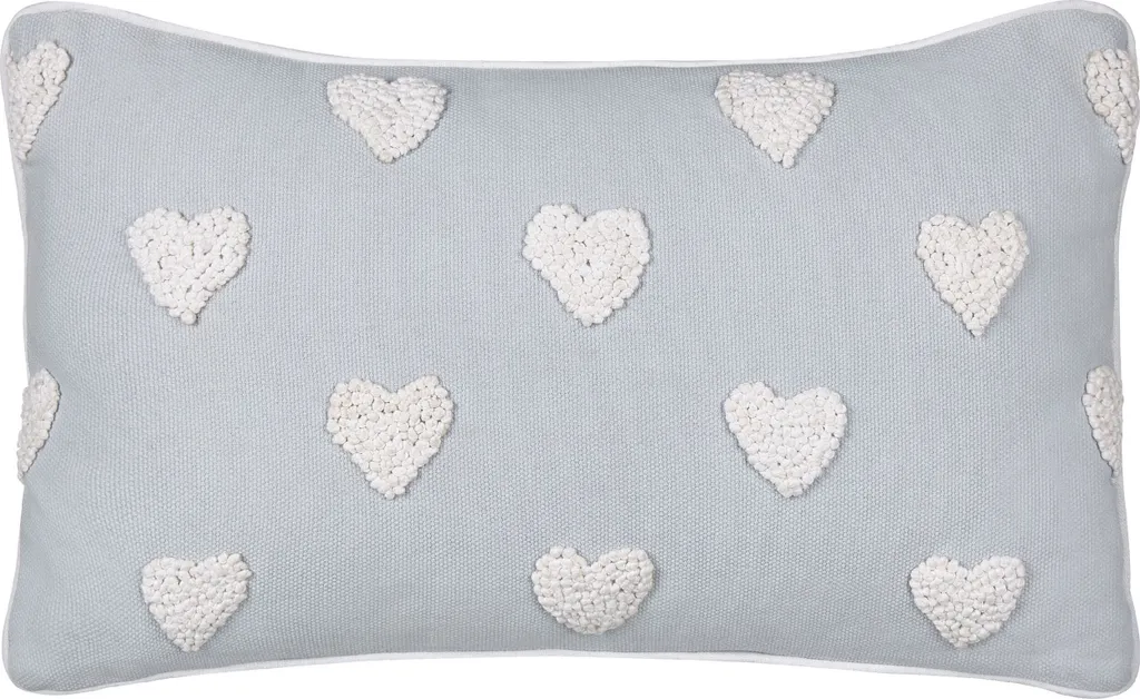 Coussin gris brodé cœur 30x50 cm Beliani en coton de haute qualité
