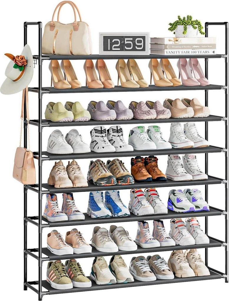 OYREL stojak na buty 8 półek czarny na 32-40 par - Zdjęcie produktu 