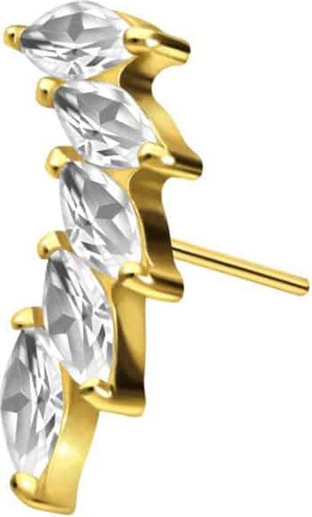 Piercing-Zubehör Titan Aufsatz mit Push Pin 5 EINGEFASSTE KRISTALLTROPFEN