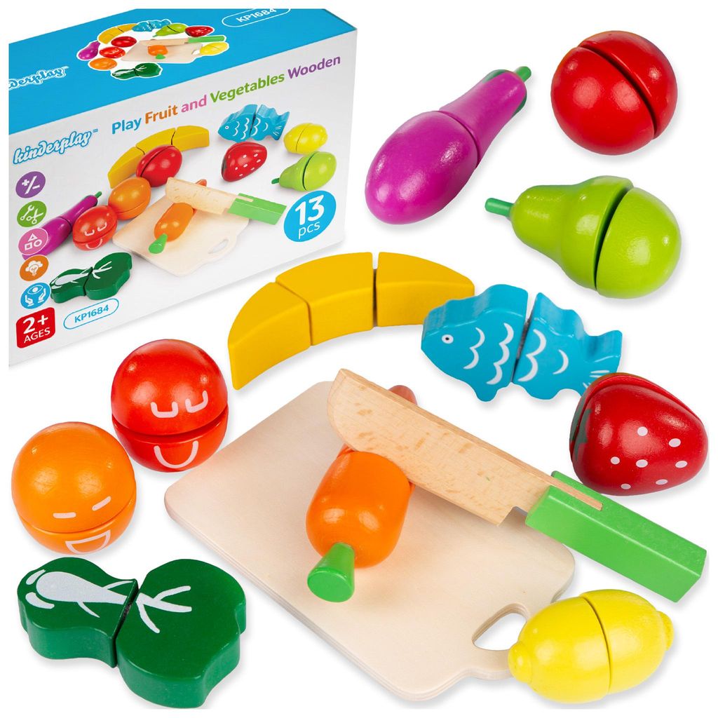 Holz Schneideset für Kinder – 14-teilig – magnetische Produktbild 